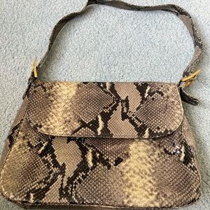 Adrienne Vittadini Snakeskin Shoulder Bag - Black and Tan